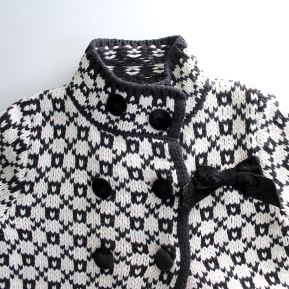 Camilla Knit Sweater Jacket Overcoat Velvet Snap & Bow Size 3T - Picture 2 of 7
